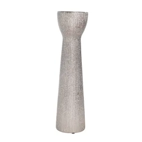 Ceramic 16" Bead Candle Holder,Silver