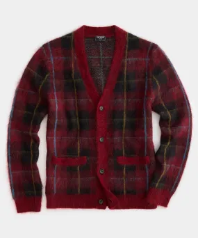 Check Mohair Cardigan in Barn Red