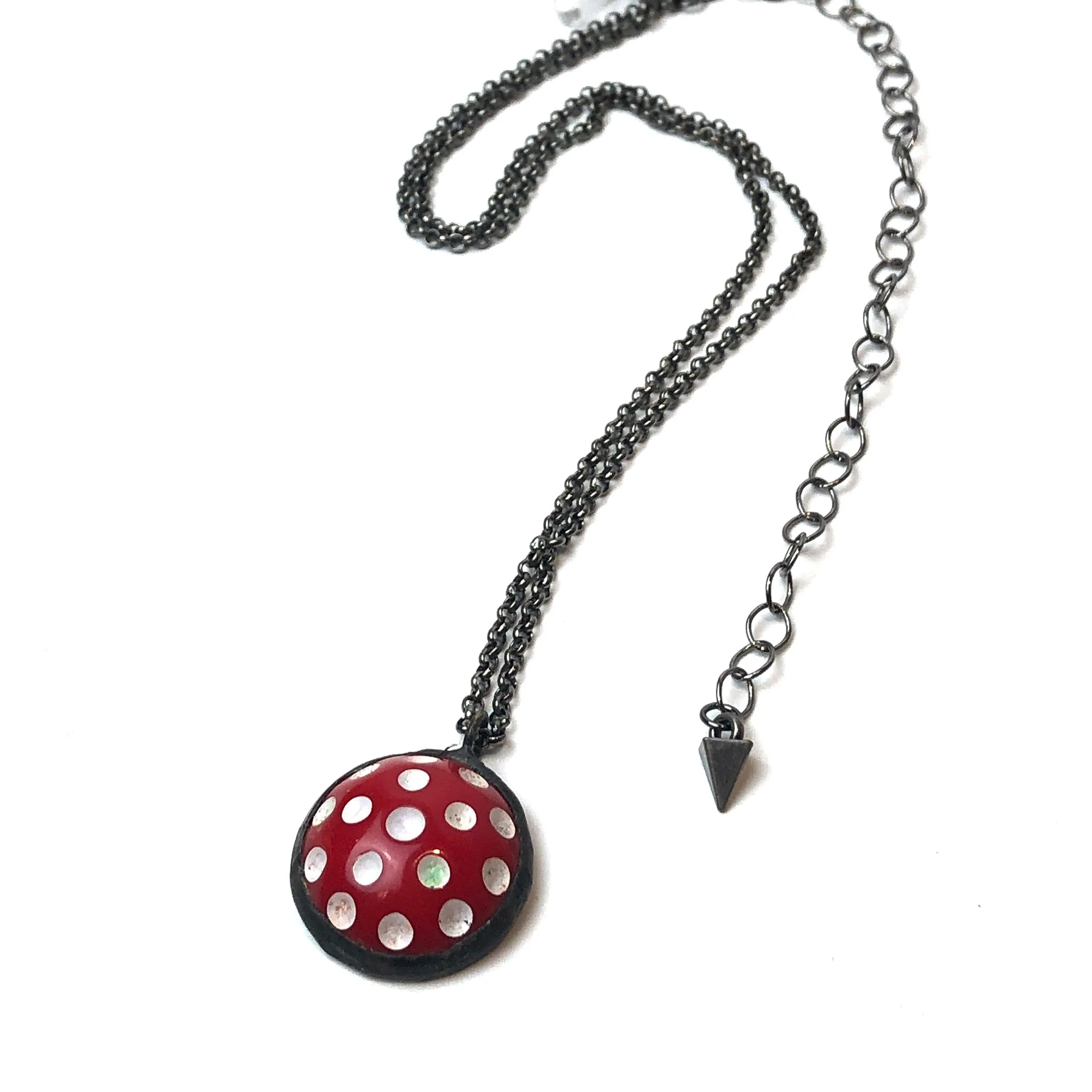 Cherry Red & White Polka Dot Layering Necklace - Medium *