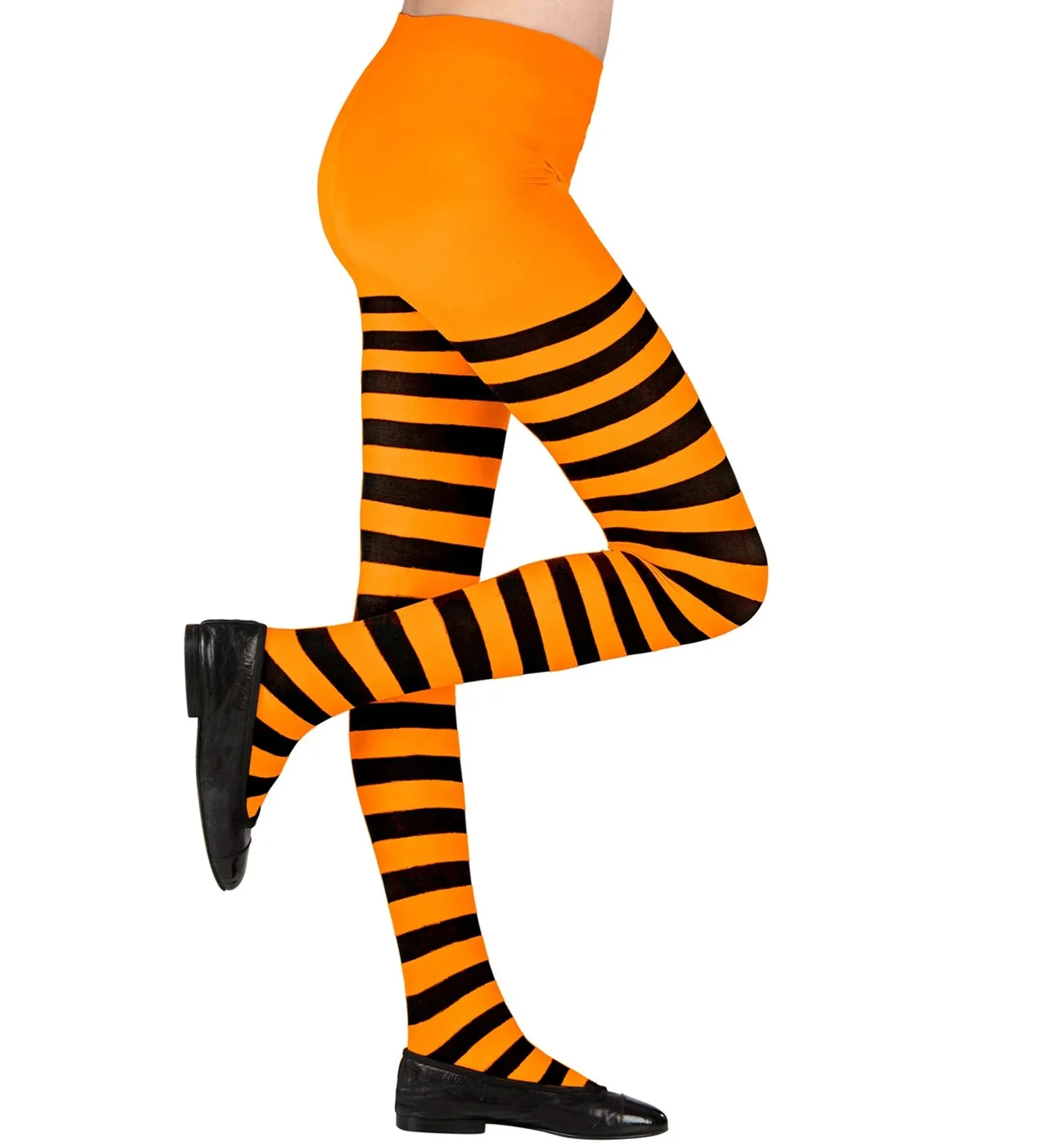 Children's Orange and Black Striped Tights