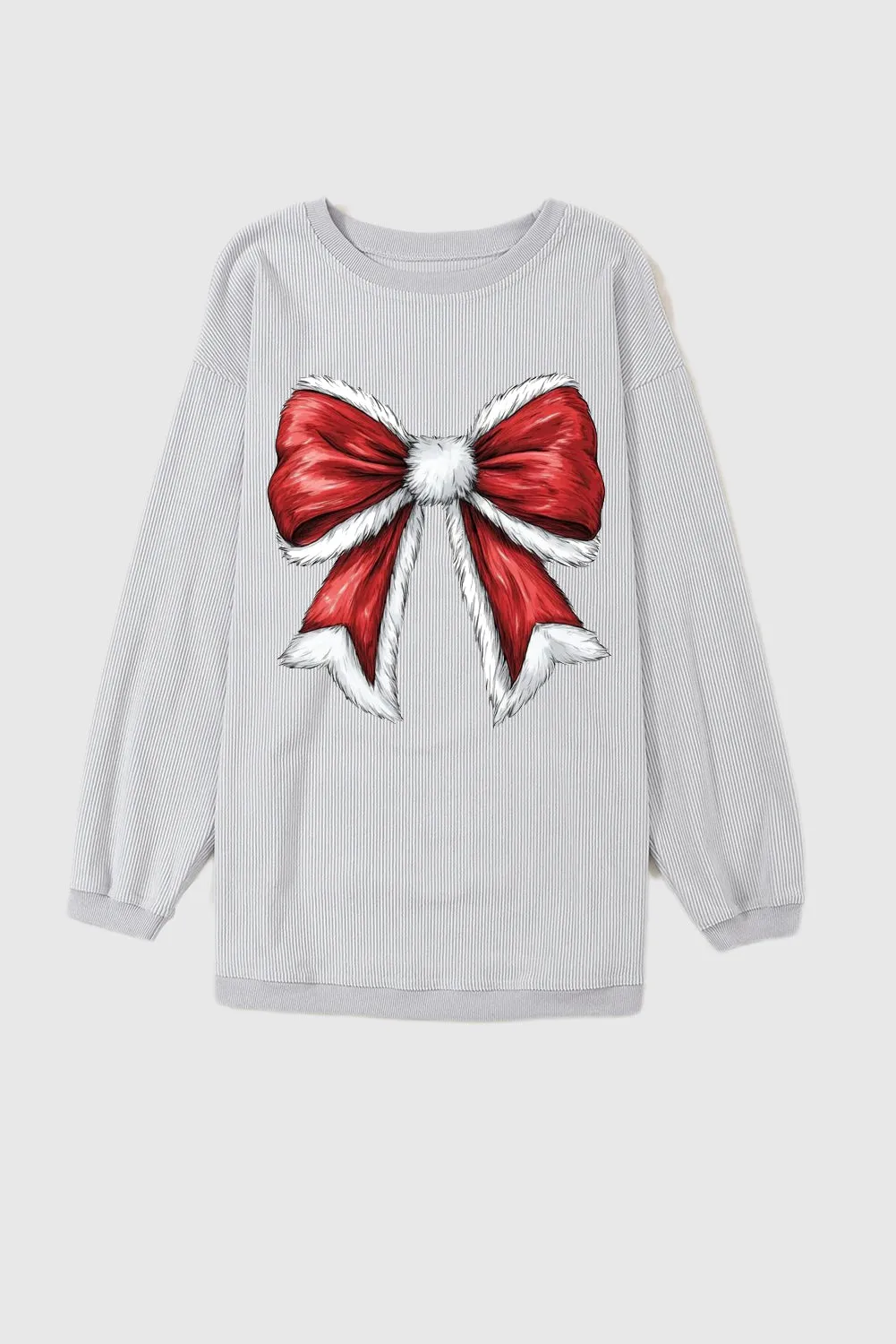 Christmas round neck big bow pattern pullover sweater