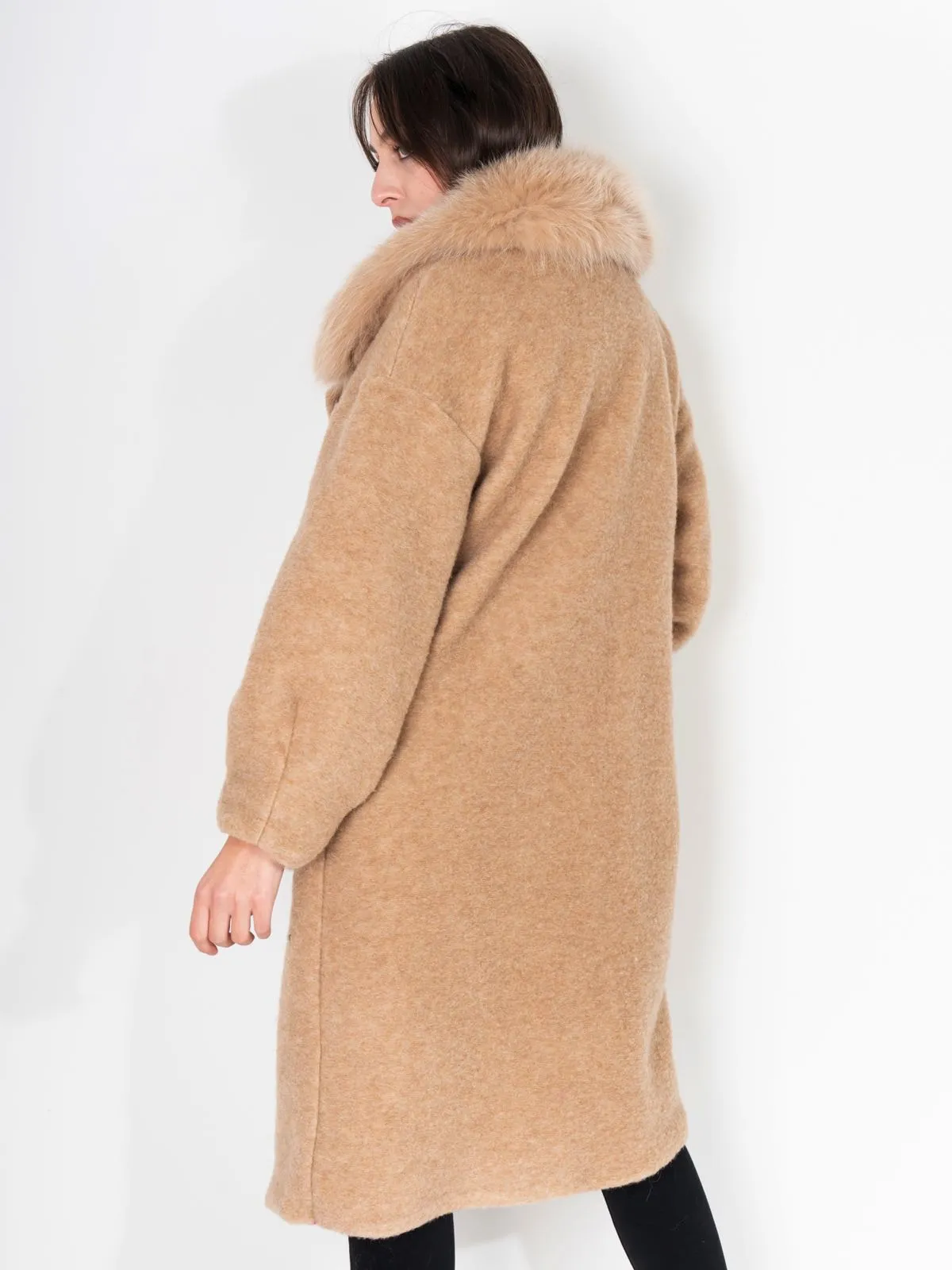 Coat fox Pockets And Neck Camel