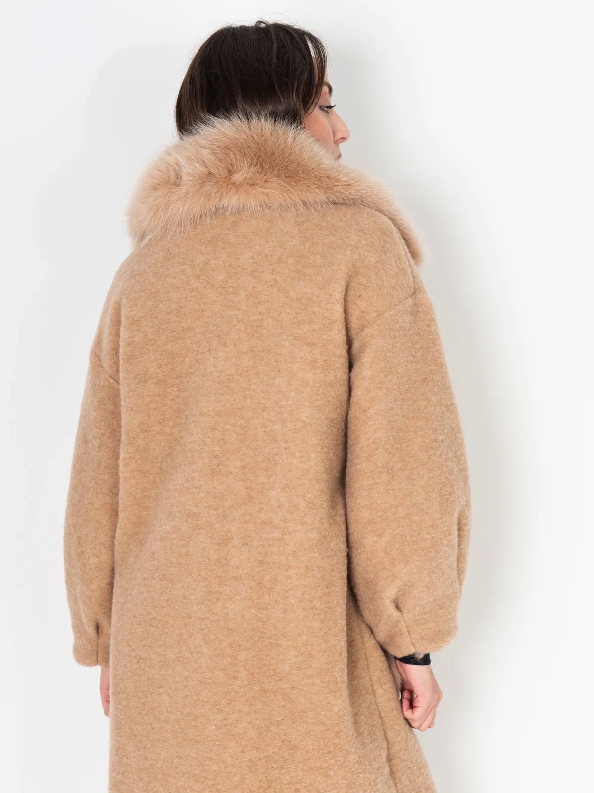 Coat fox Pockets And Neck Camel