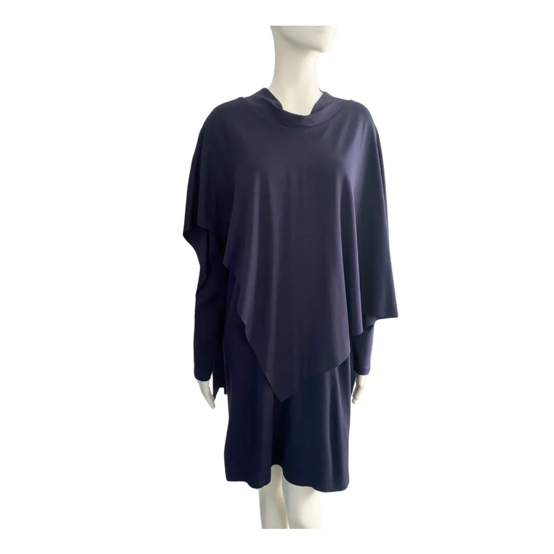 Cos Asymmetric Cape Dress Navy SIZE M