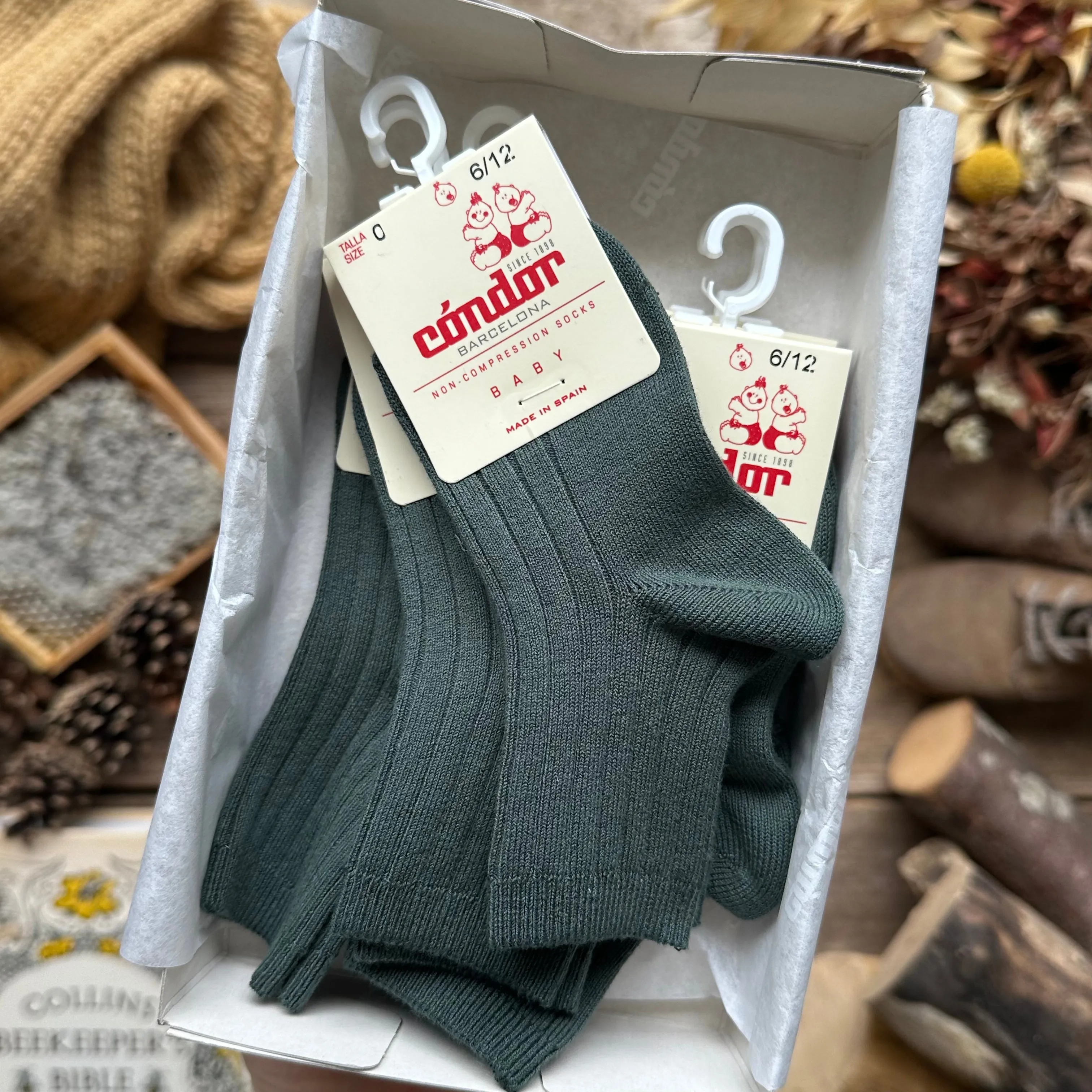 Cotton Rib Ankle Socks | Pine