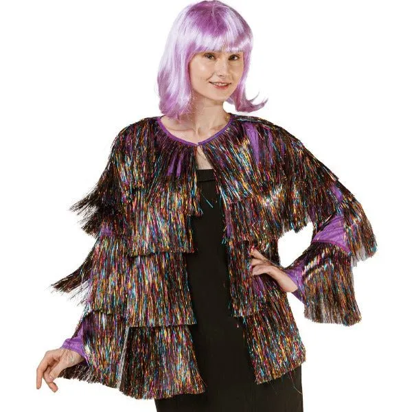 Deluxe Multi Layer Tinsel Fringe Festival Swift Jacket - Rainbow