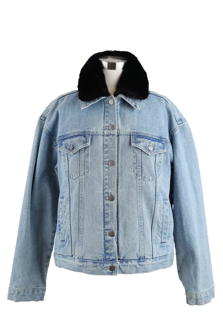 Denim Jacket W/ Removable Mink Lining