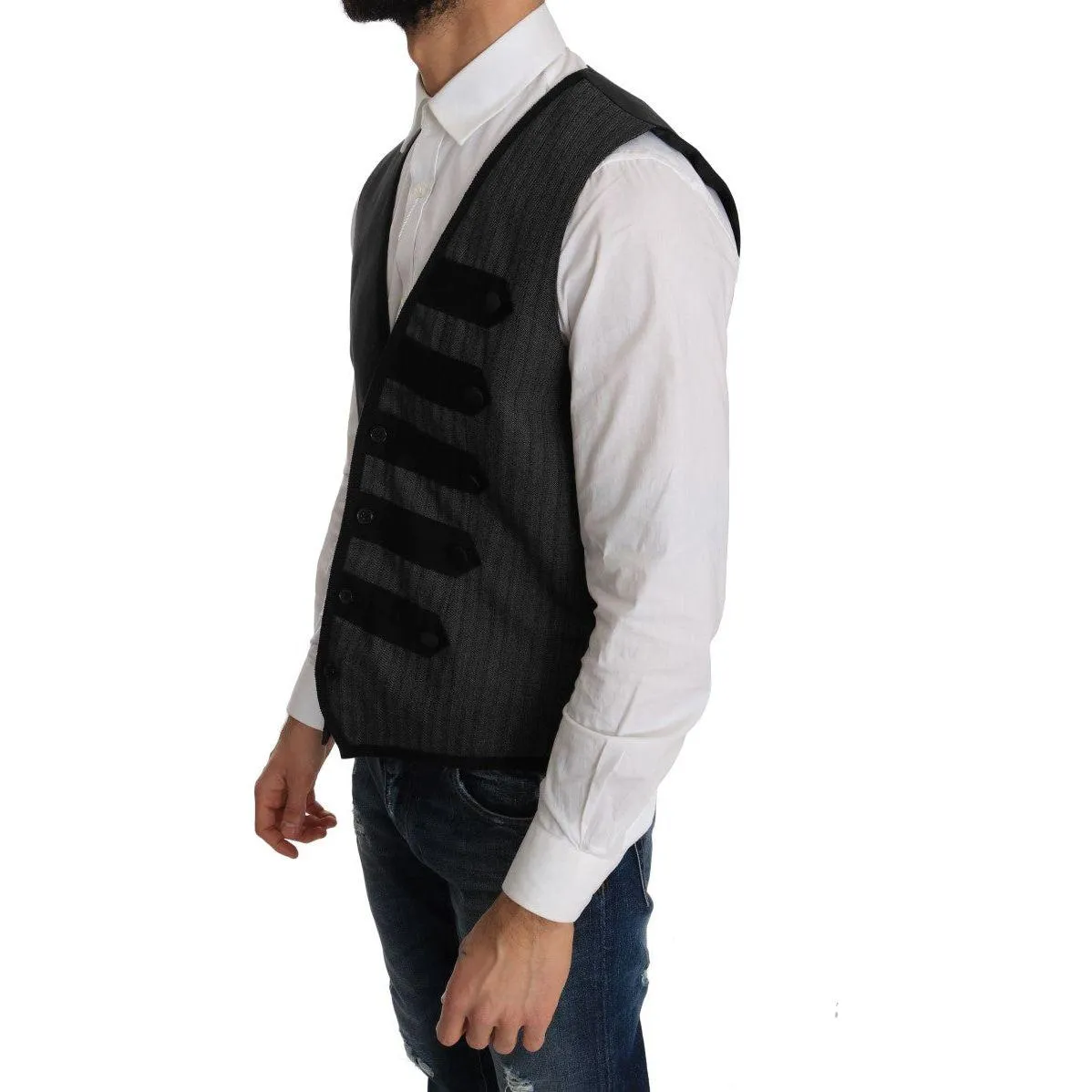 Dolce & Gabbana Elegant Gray Torrero Pattern Formal Vest