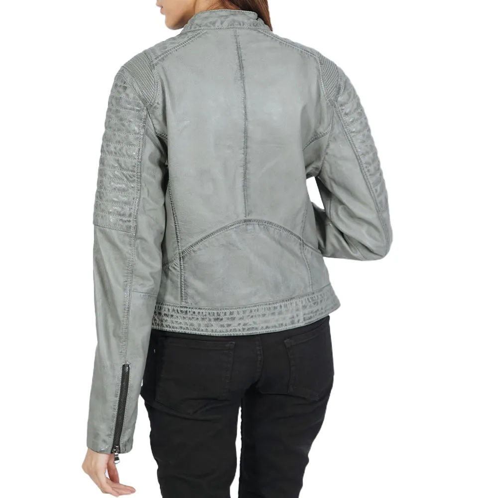 Donna Grey Leather Jacket