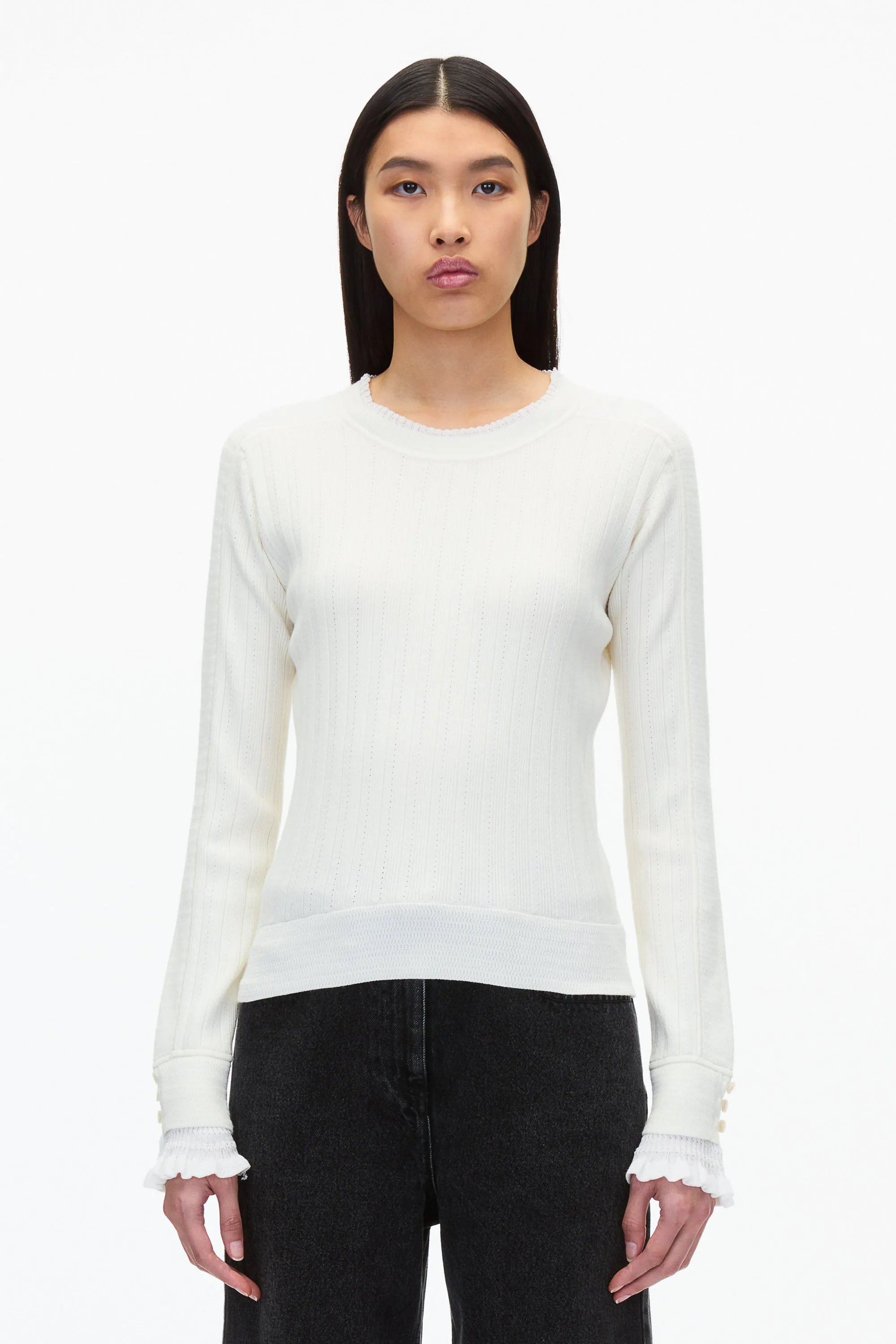 Draped Boatneck Long Sleeve Tee