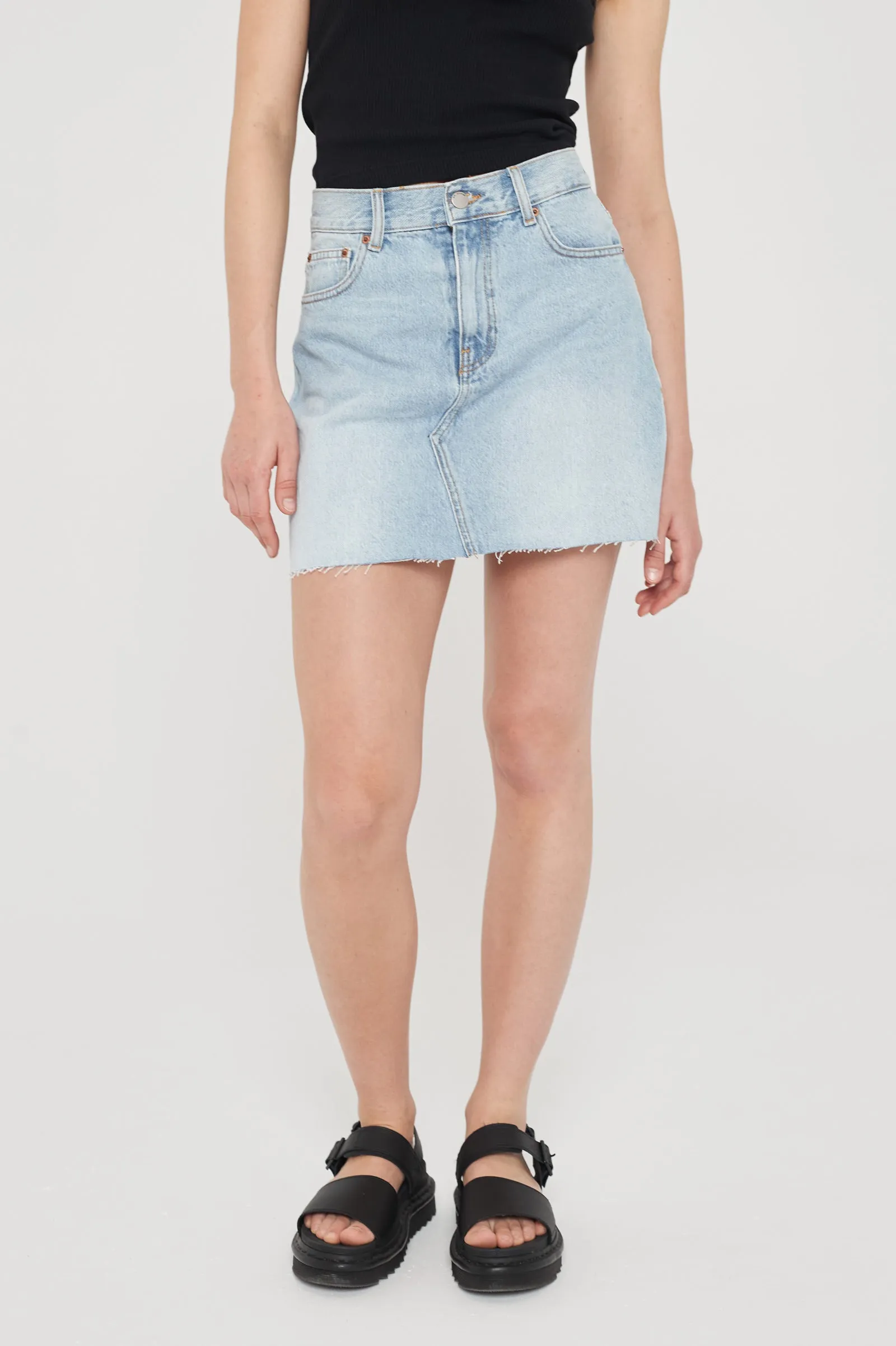 Echo Mini Skirt - Light Blue Jay Raw Hem