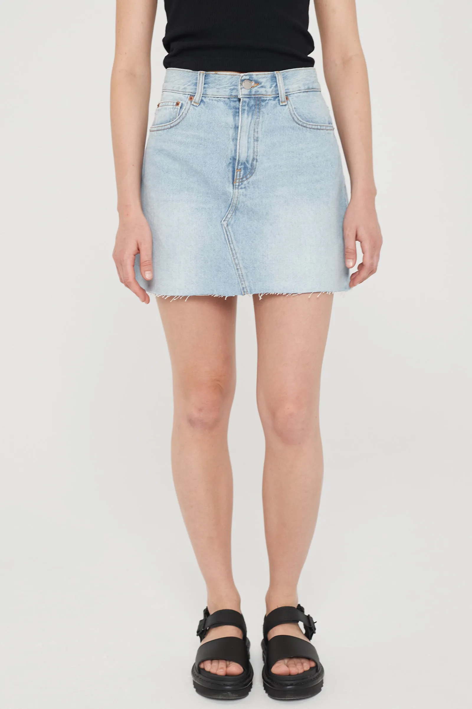 Echo Mini Skirt - Light Blue Jay Raw Hem