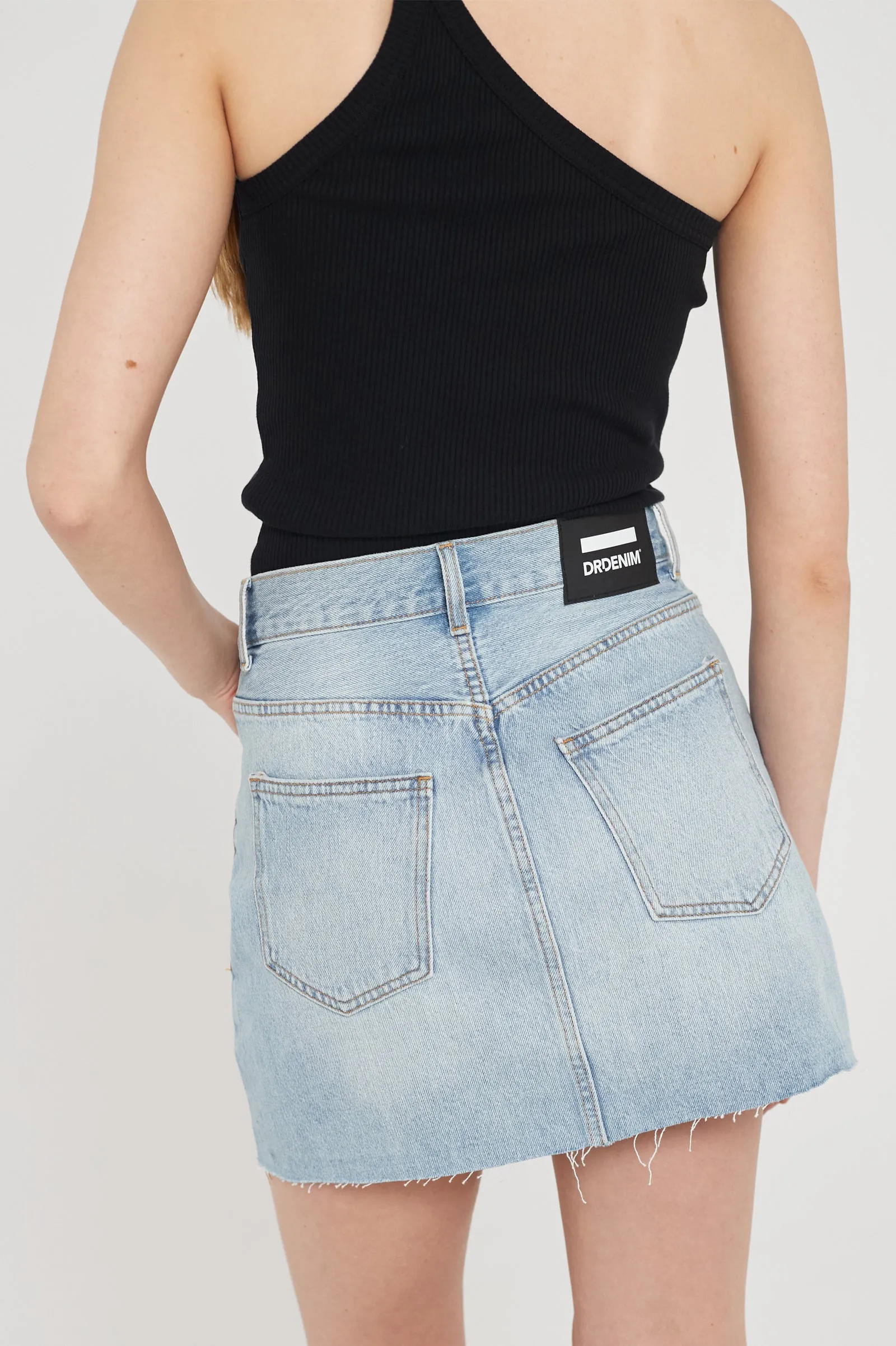 Echo Mini Skirt - Light Blue Jay Raw Hem