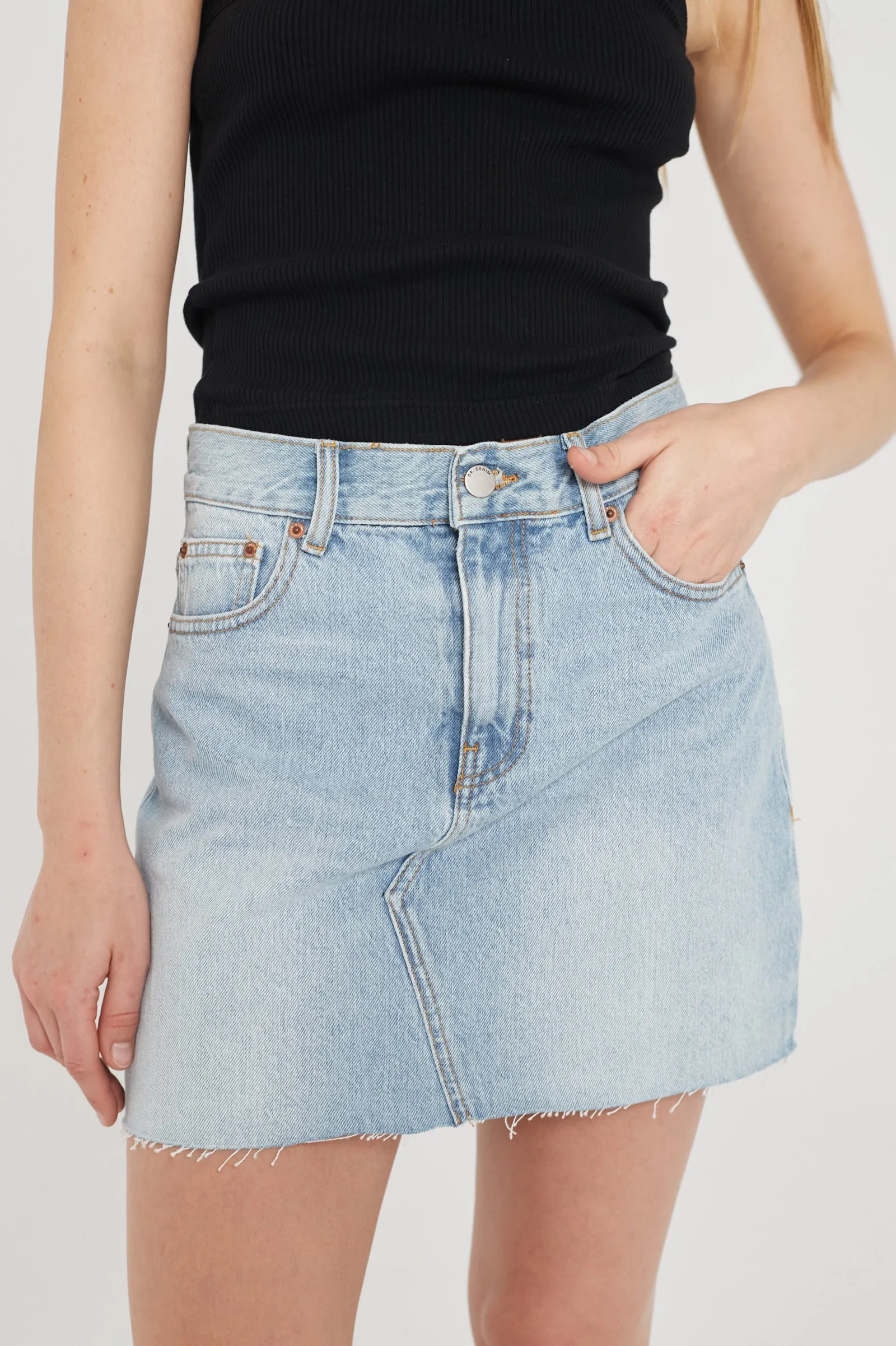 Echo Mini Skirt - Light Blue Jay Raw Hem