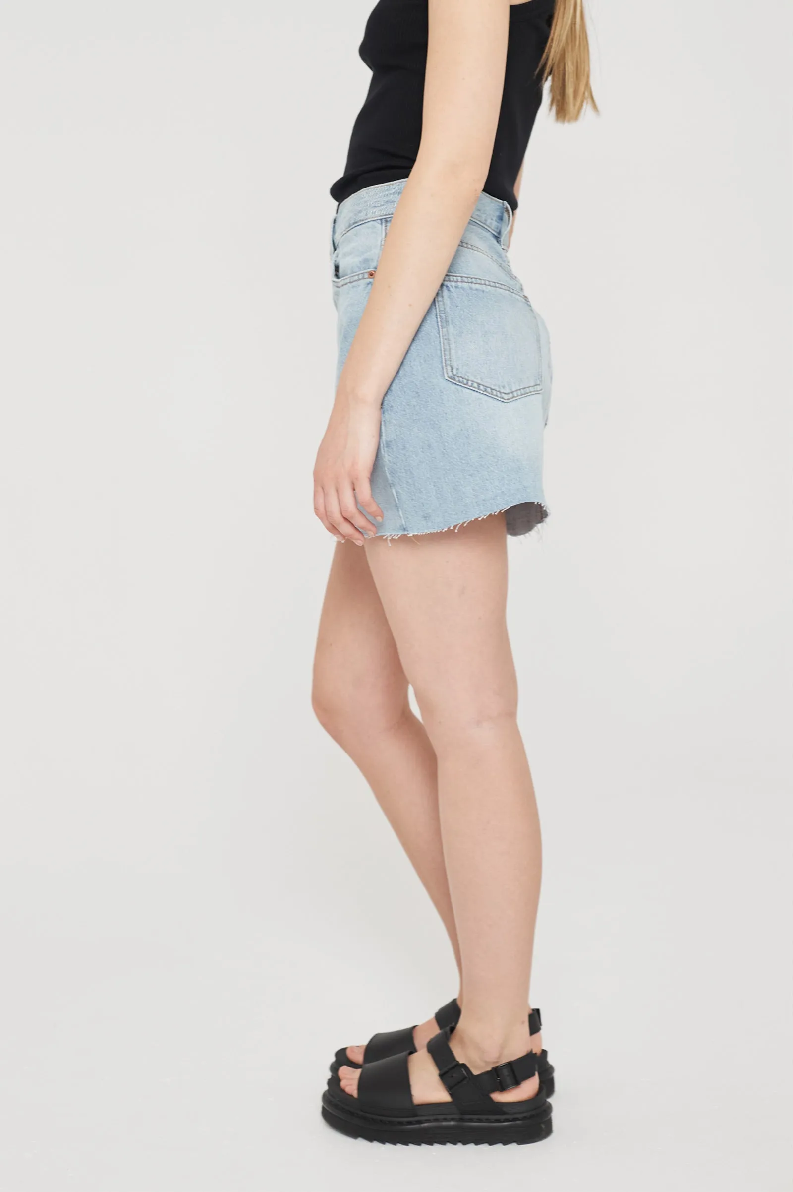 Echo Mini Skirt - Light Blue Jay Raw Hem