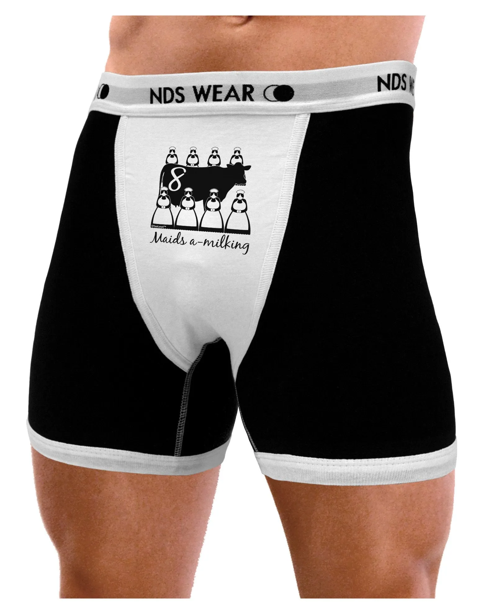 Eight Maids A Milking Text Mens Boxer Brief Underwear