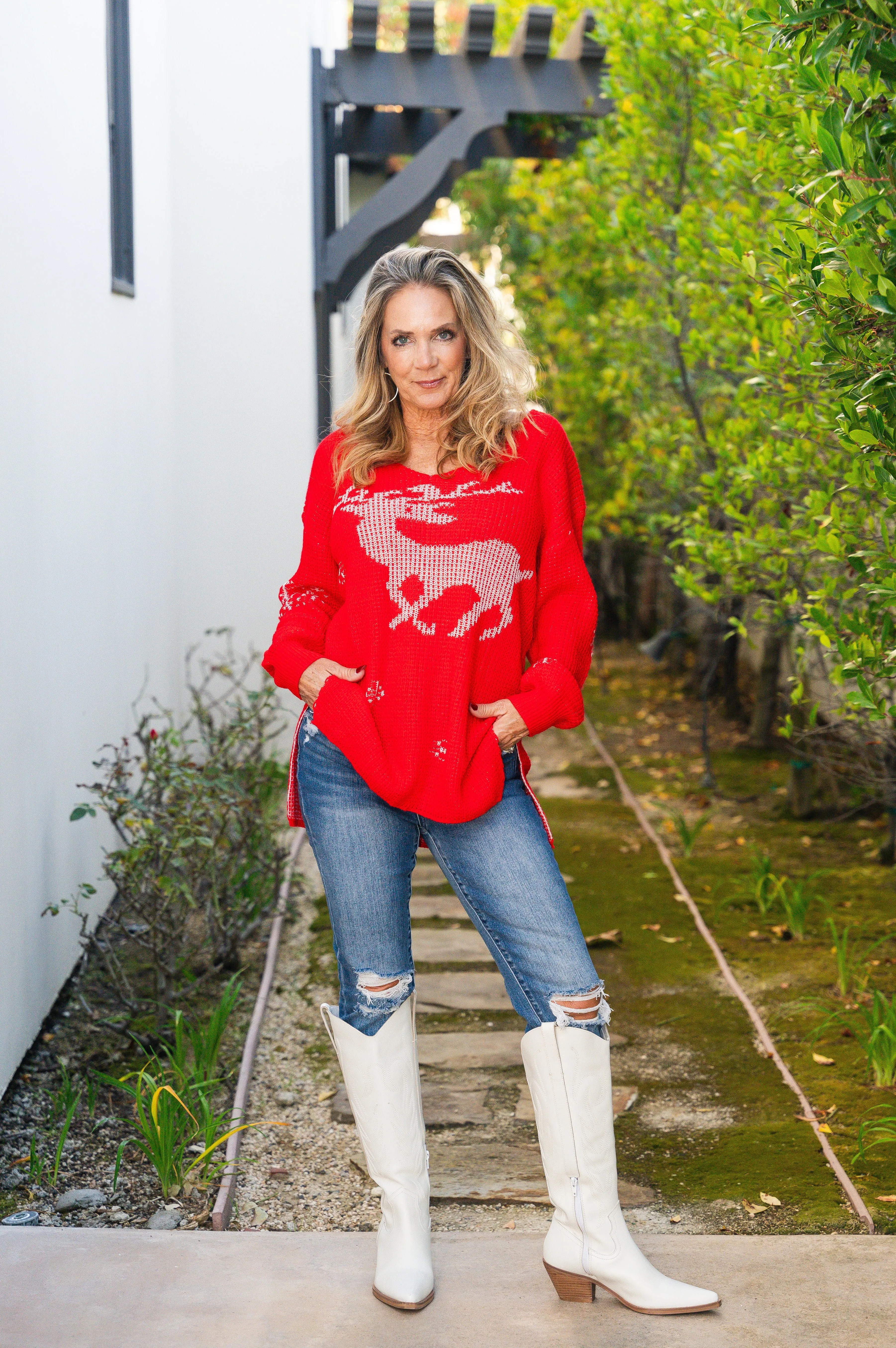 Elk Sweater Tunic Red