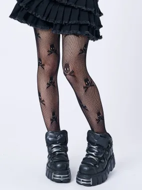 Elvira Skull Diamond Fishnet Tights