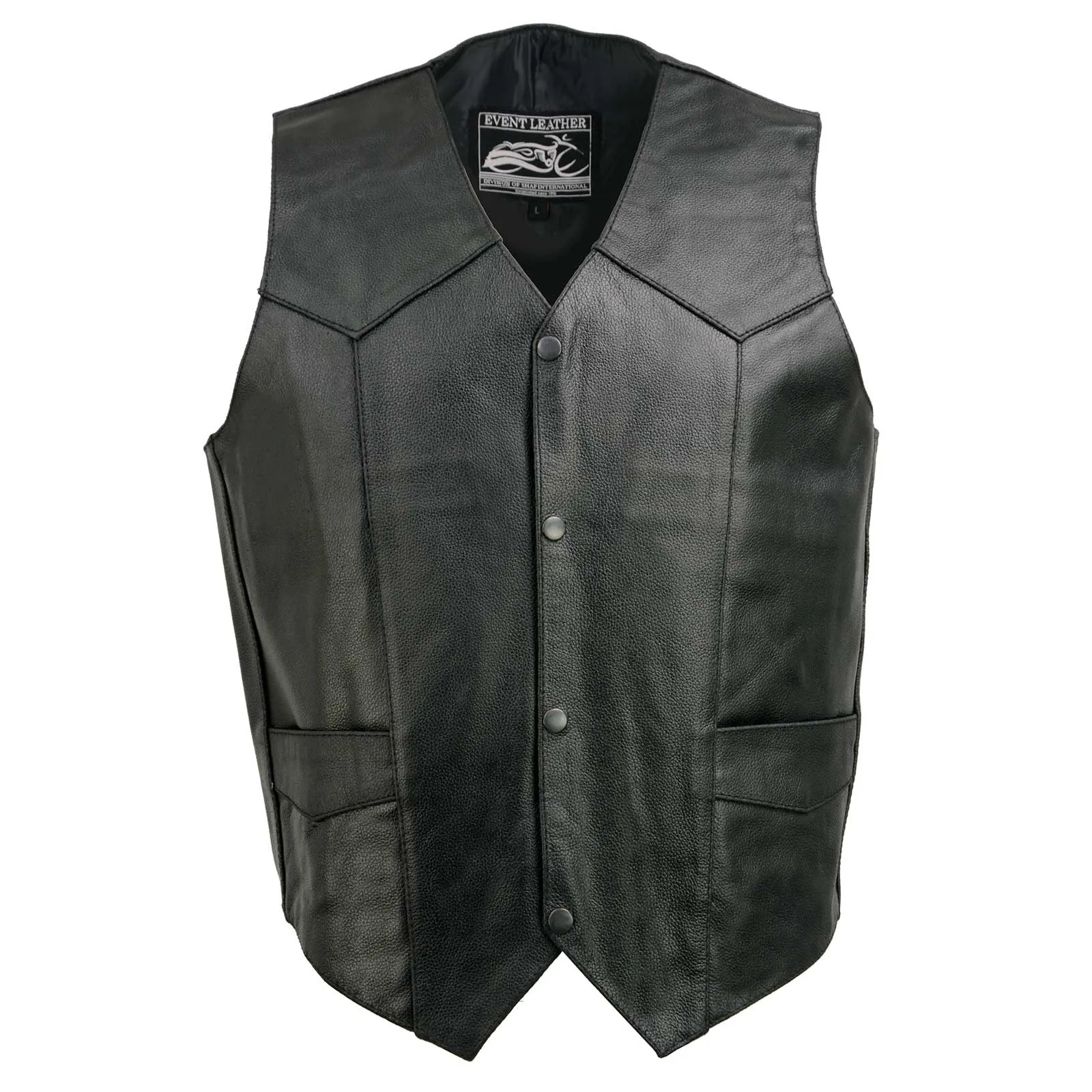 Event Leather EL5310 Black Motorcycle Leather Vest for Men - Riding