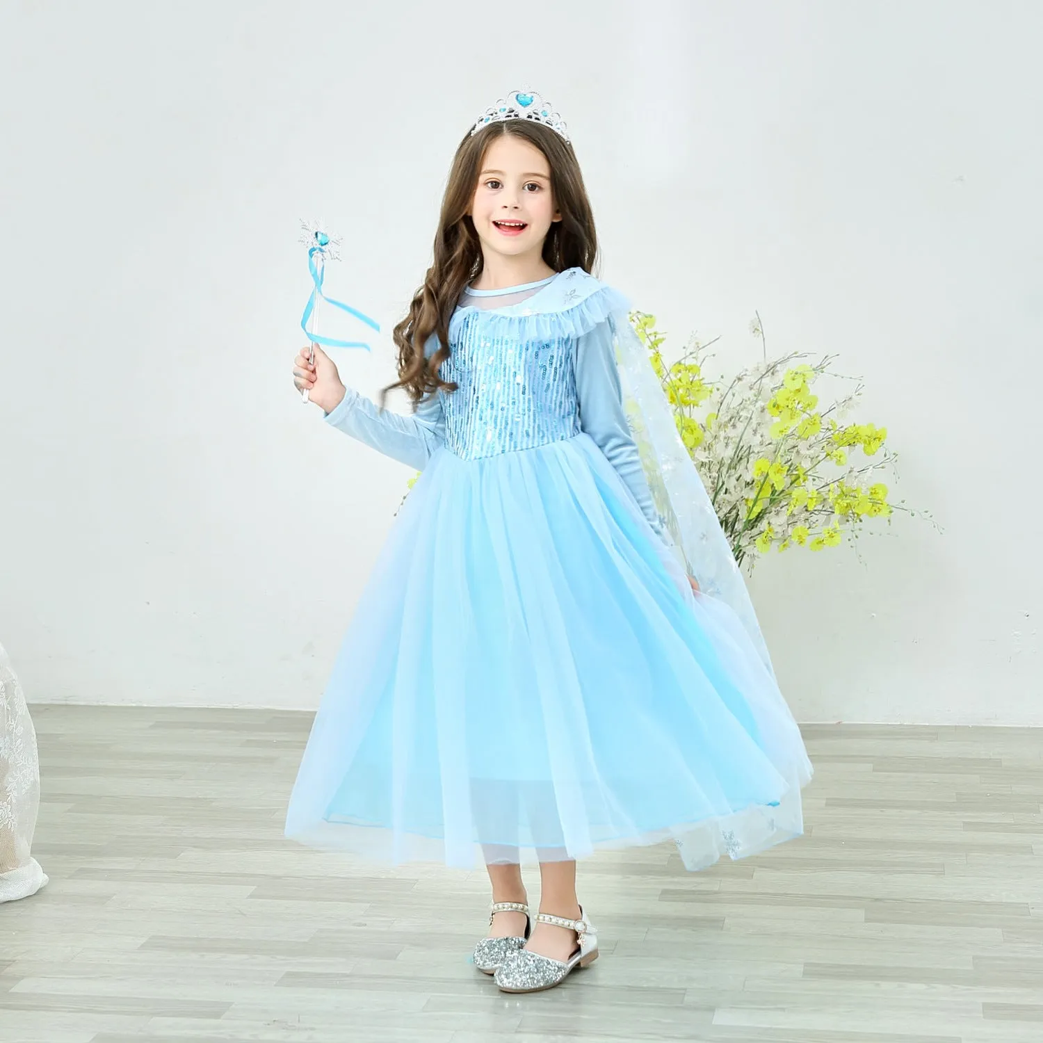 Fancydresswale Elsa frozen princess pageant full sleeve Birthday dress for Girls