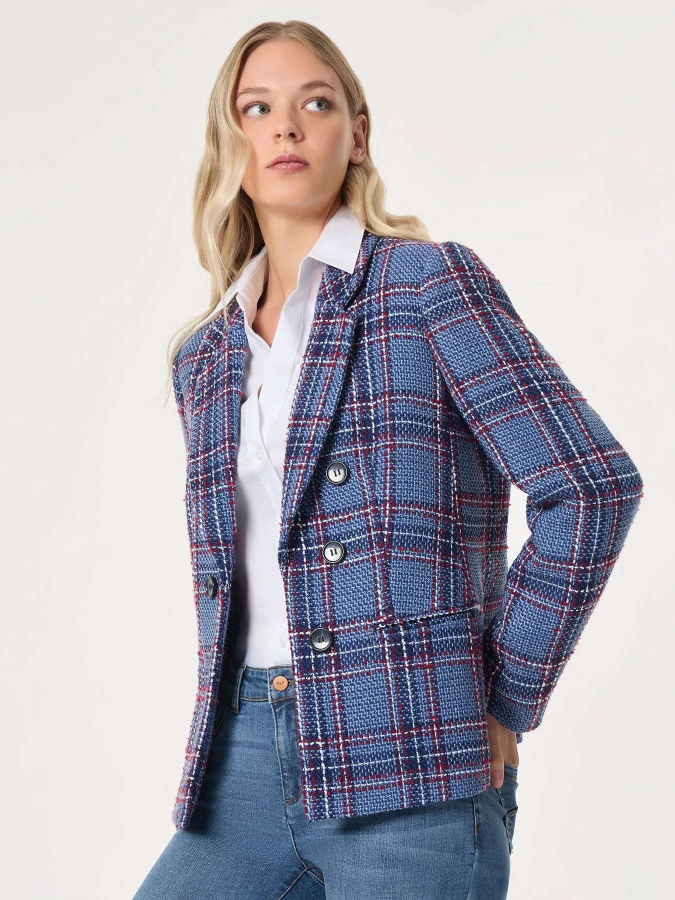 Faux Double Breasted Tweed Jacket