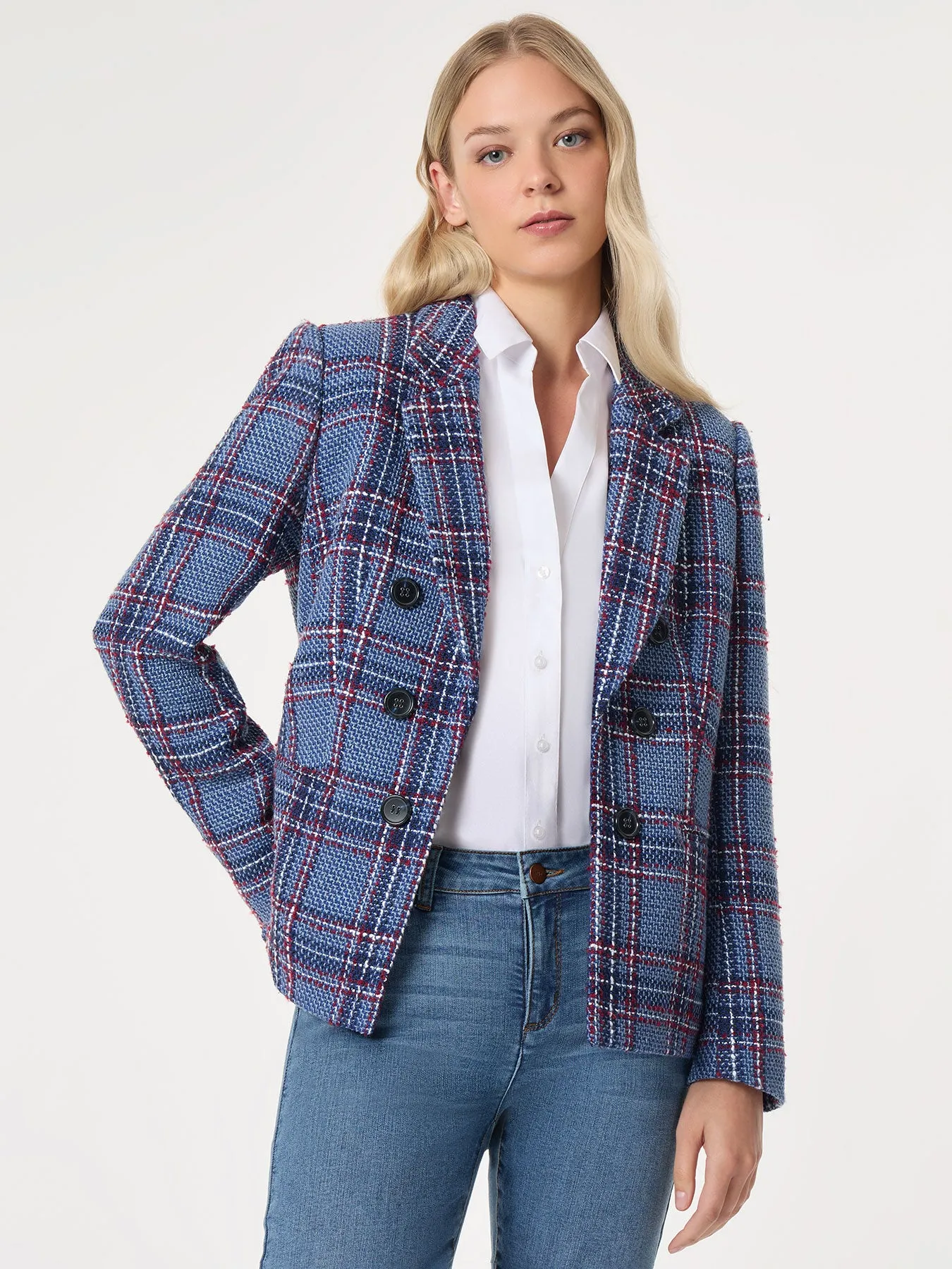 Faux Double Breasted Tweed Jacket