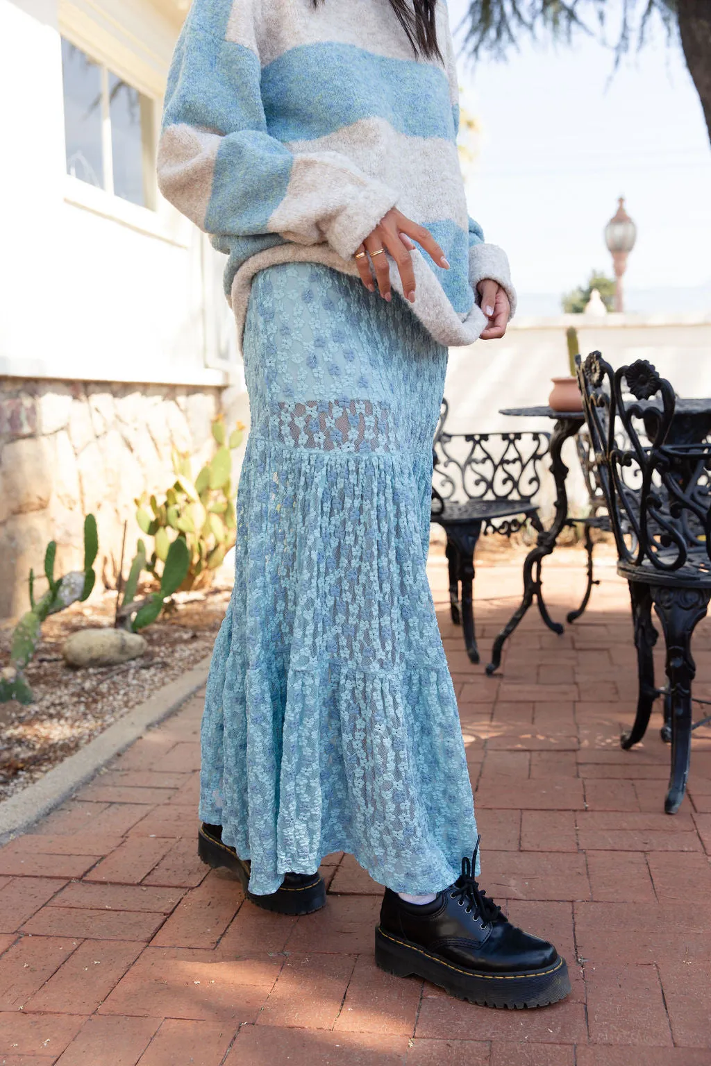 Floral Embroidered Lace Maxi Skirt