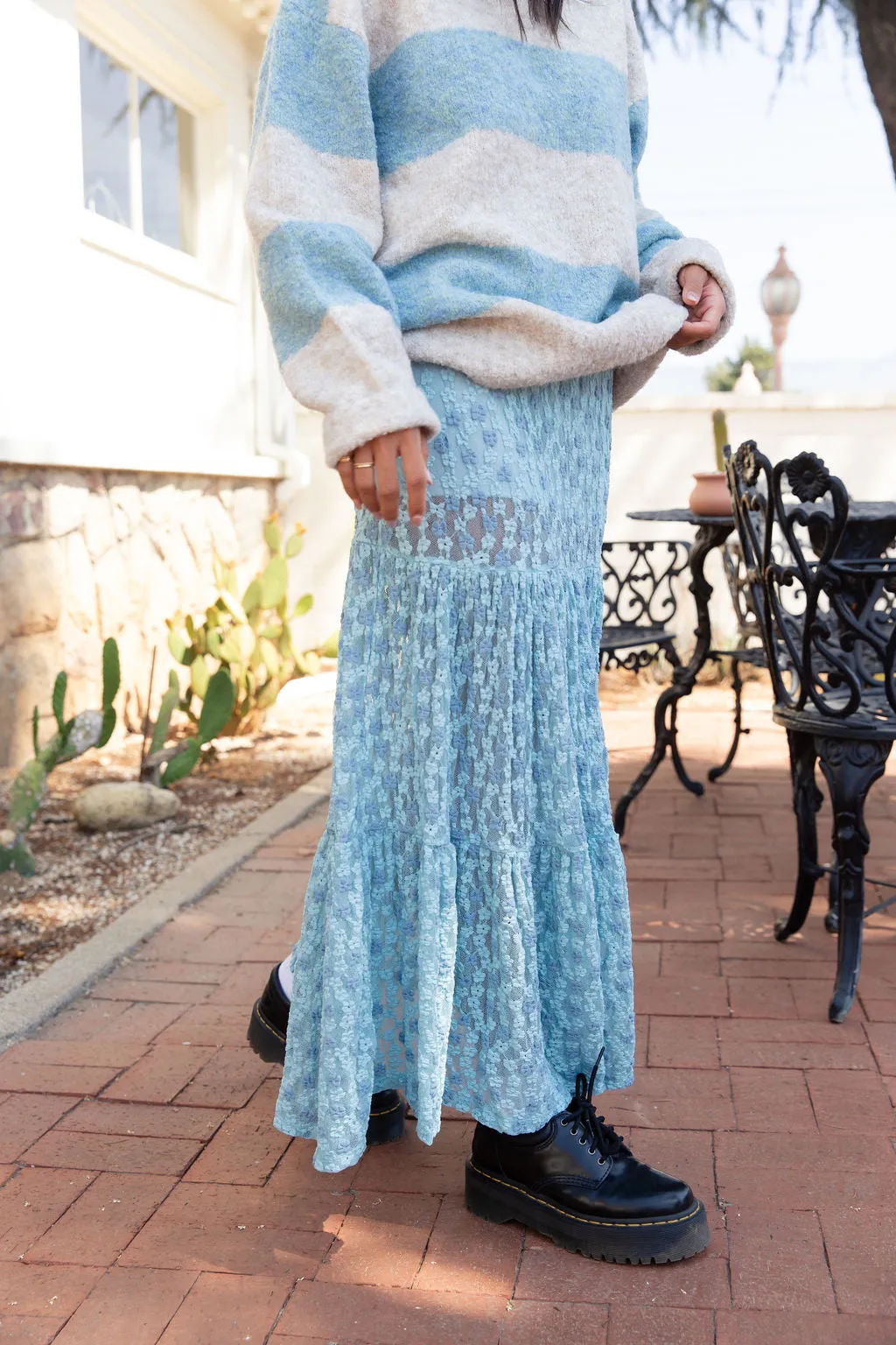 Floral Embroidered Lace Maxi Skirt