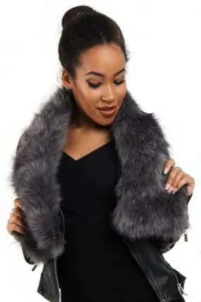 Fluffy Faux Fur Stole Pull Through Scarf