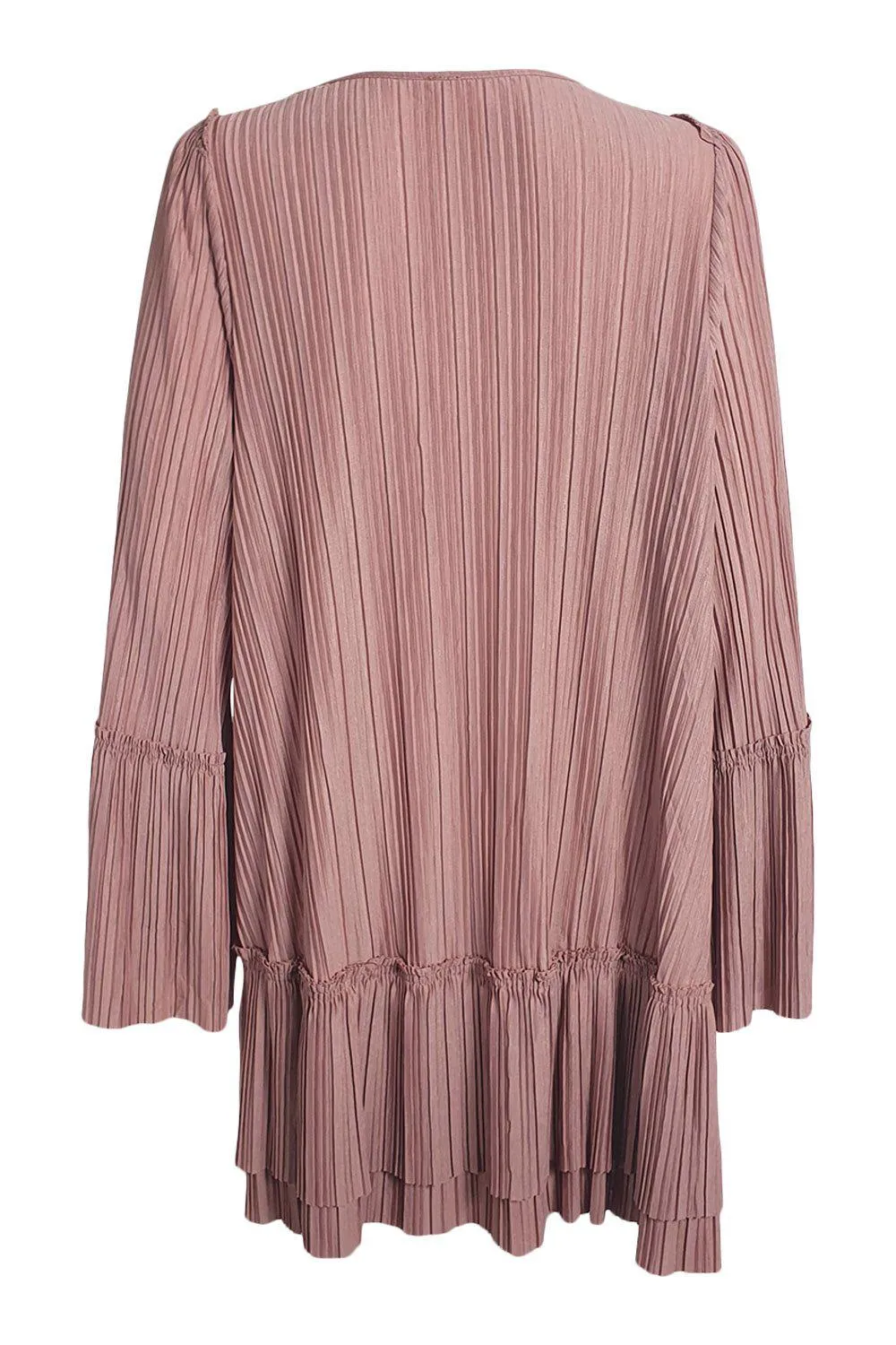 FREE PEOPLE Dusty Rose Pink V Front Pleated Mini Dress (M)