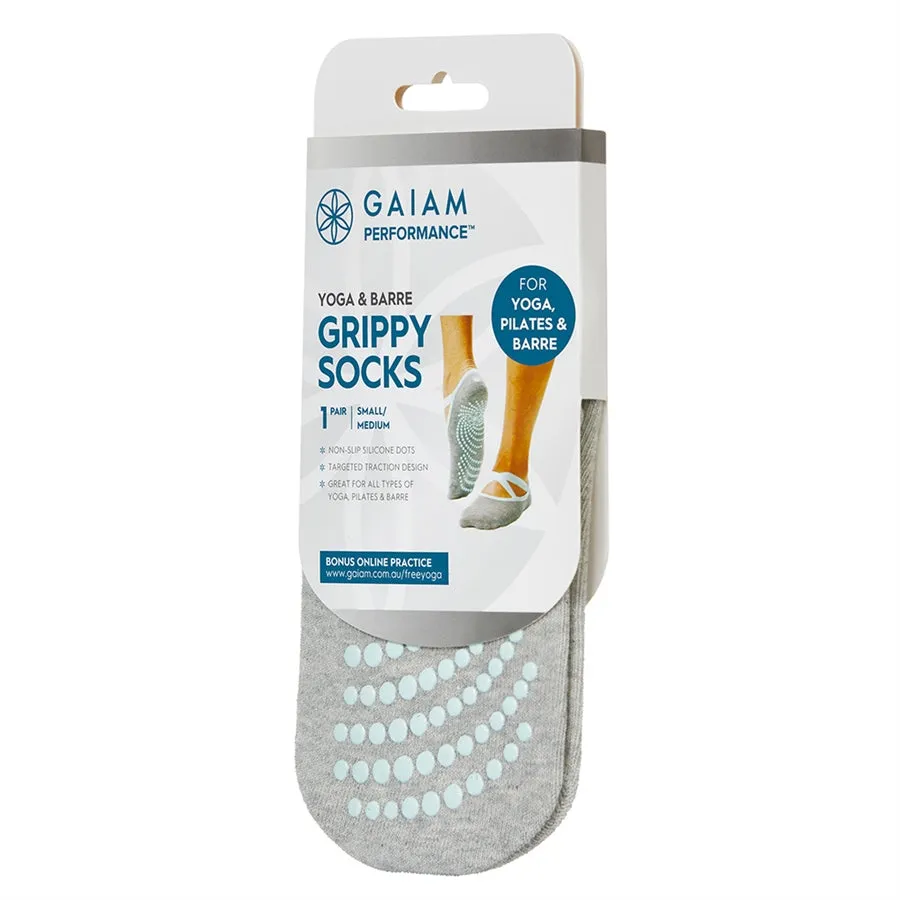 Gaiam Performance Pilates and Barre Grippy Sock Grey