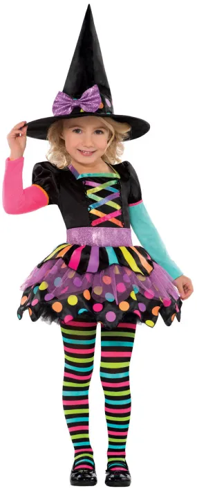 Girls Halloween Rainbow Witch Costume