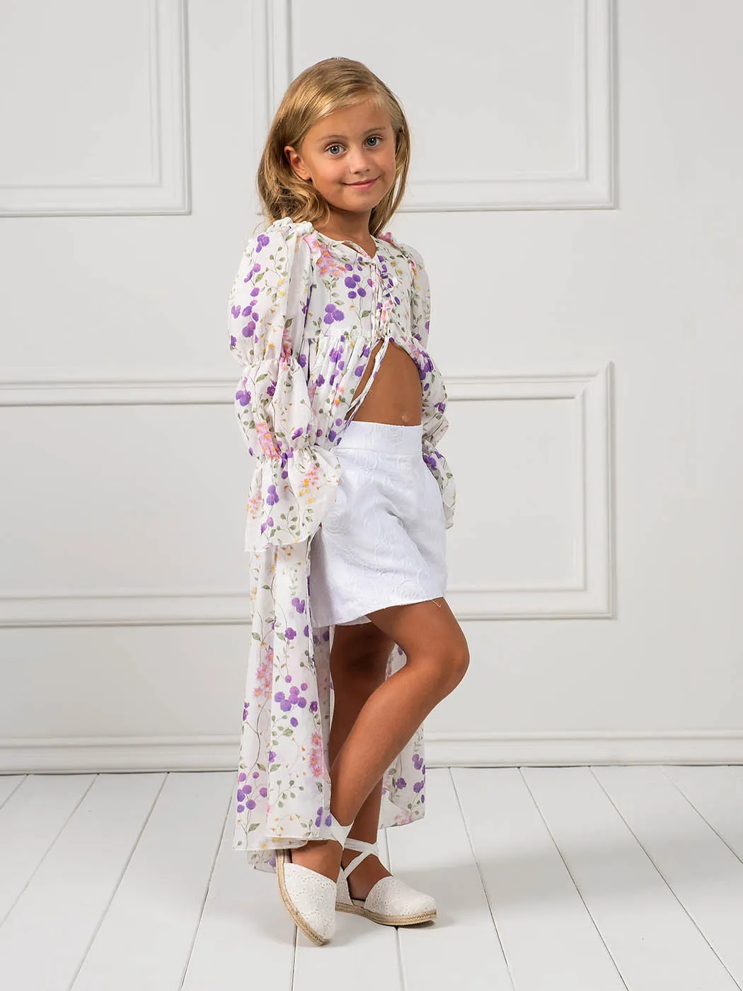 Girls Long Tunic-dress with floral print - ERIN multicolor