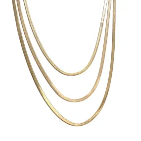 Gold Filled Thin 3mm Herringbone Necklace