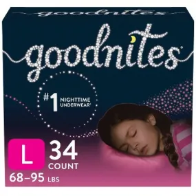 Goodnites Girls' Nighttime Bedwetting Underwear - L/XL - Giga Pack - 34ct