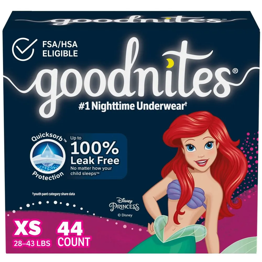 Goodnites Girls' Nighttime Bedwetting Underwear - XS - Giga Pack - 44ct