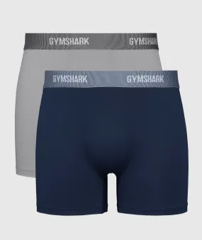 Gymshark Sports Tech Boxer 2 PK - Navy/Medium Grey