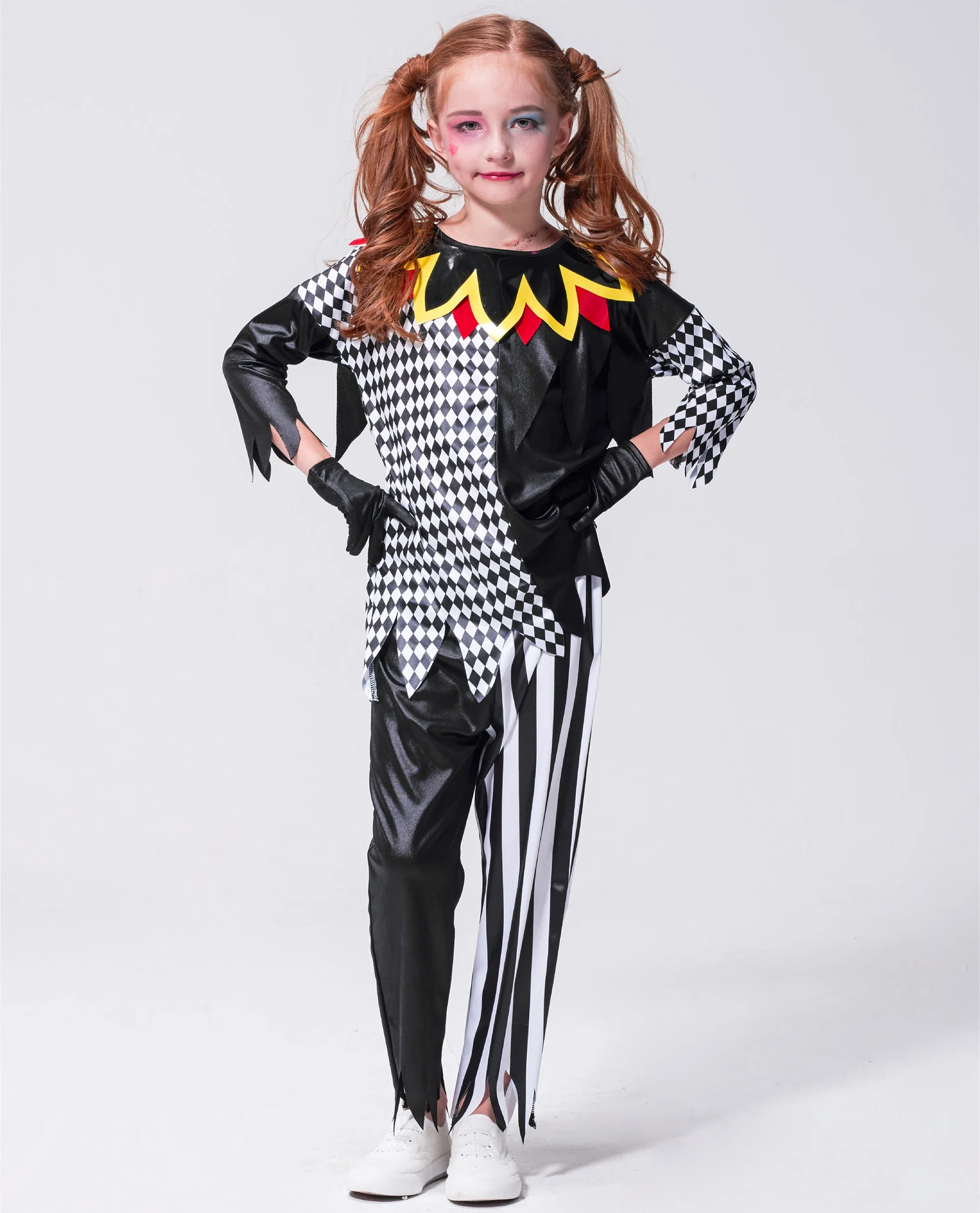 Halloween Clown Costume Men Women Jester Suit