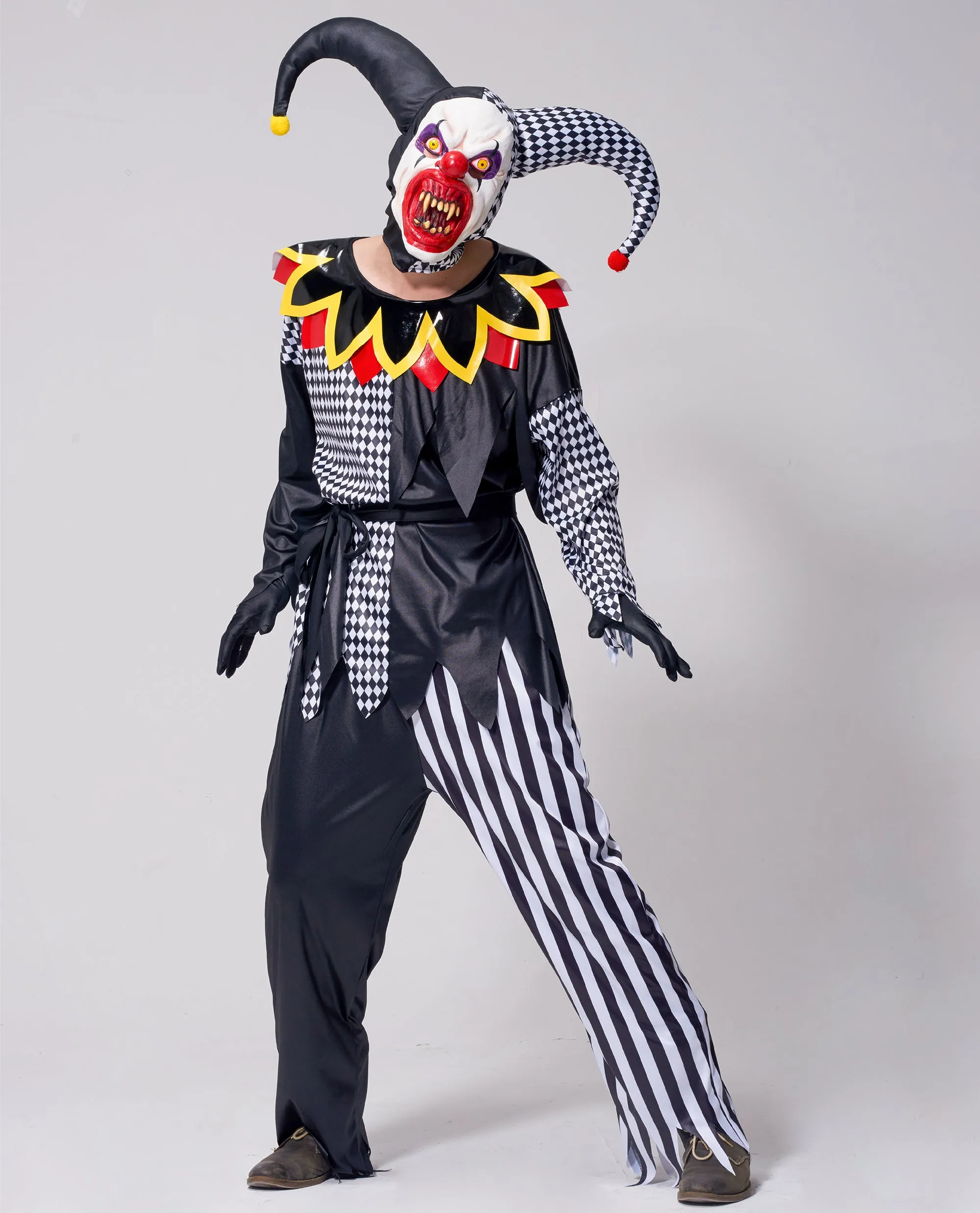 Halloween Clown Costume Men Women Jester Suit