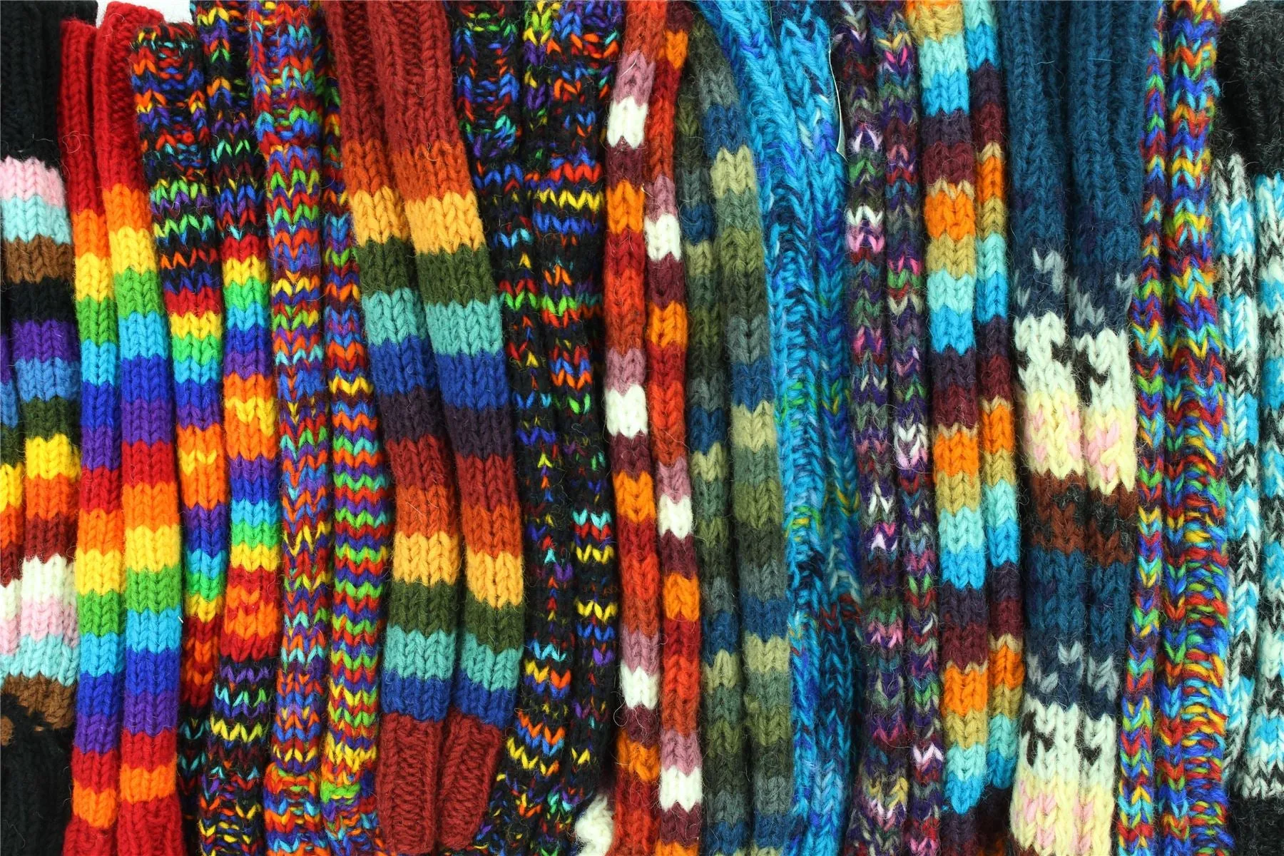 Hand Knitted Wool Leg Warmers - SD Rainbow Mix