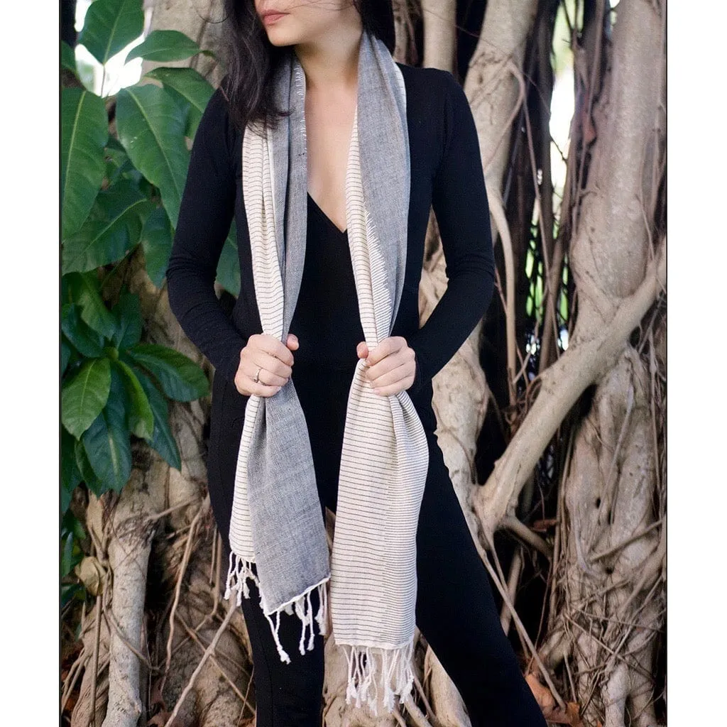 Handwoven Organic 100% Cotton Striped Scarf