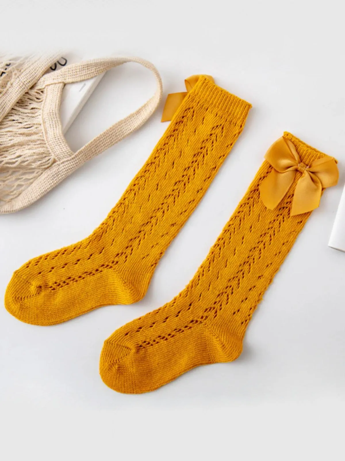 Hello, Sunshine! Eyelet Knit Knee-High Socks