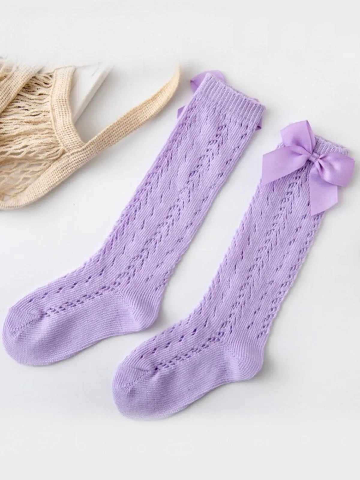 Hello, Sunshine! Eyelet Knit Knee-High Socks