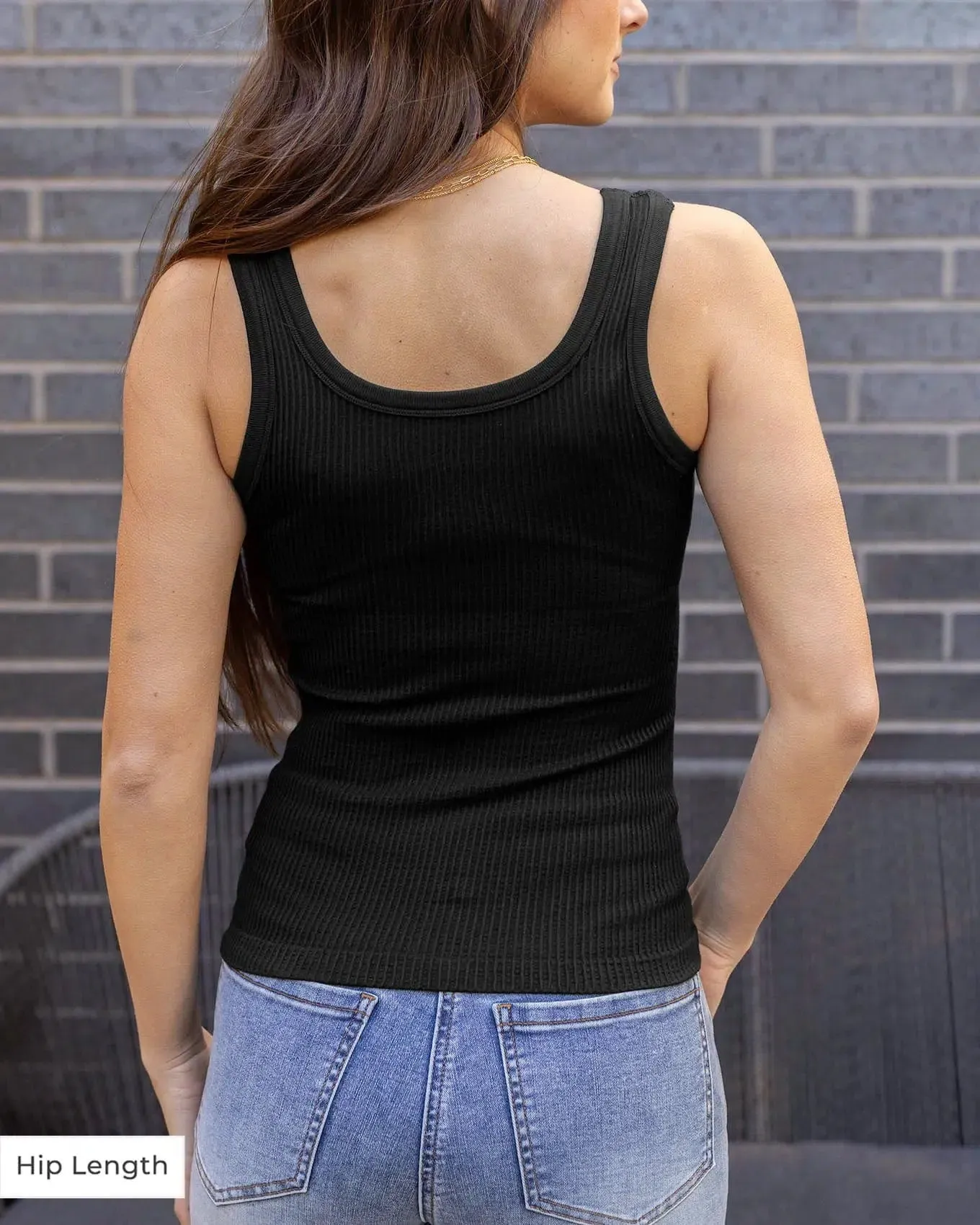 Hip Length Brami Tank - Black