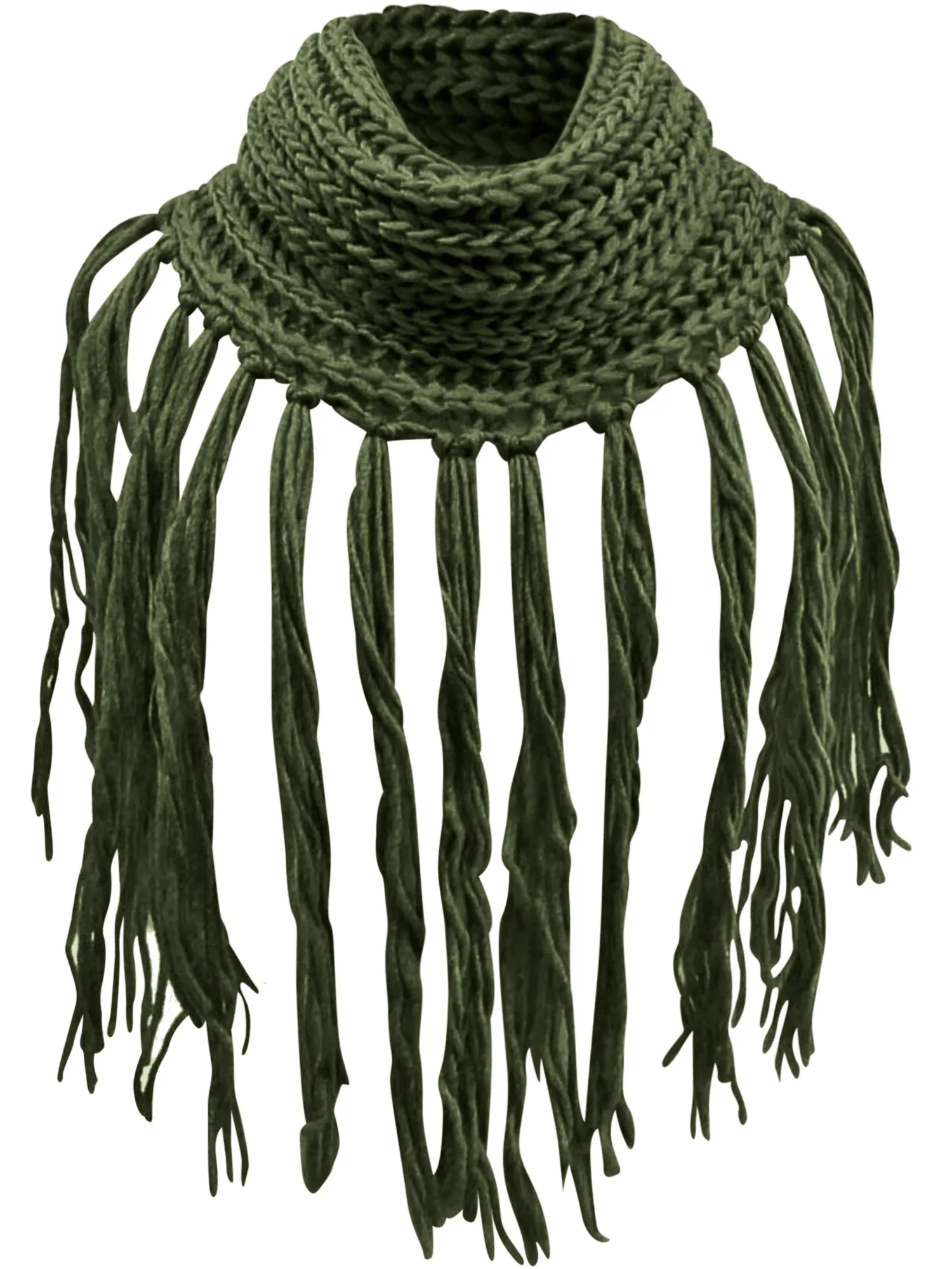 Infinity Scarf With Long Dramatic Tassel Fringe