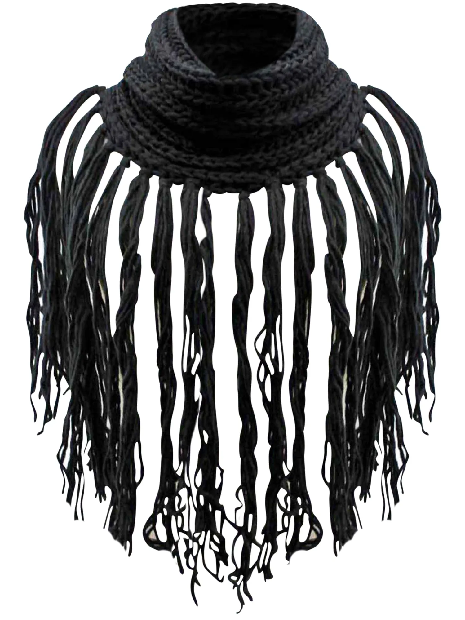 Infinity Scarf With Long Dramatic Tassel Fringe