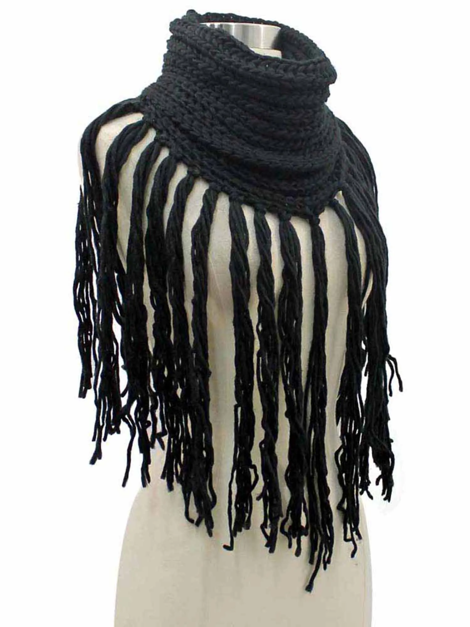 Infinity Scarf With Long Dramatic Tassel Fringe