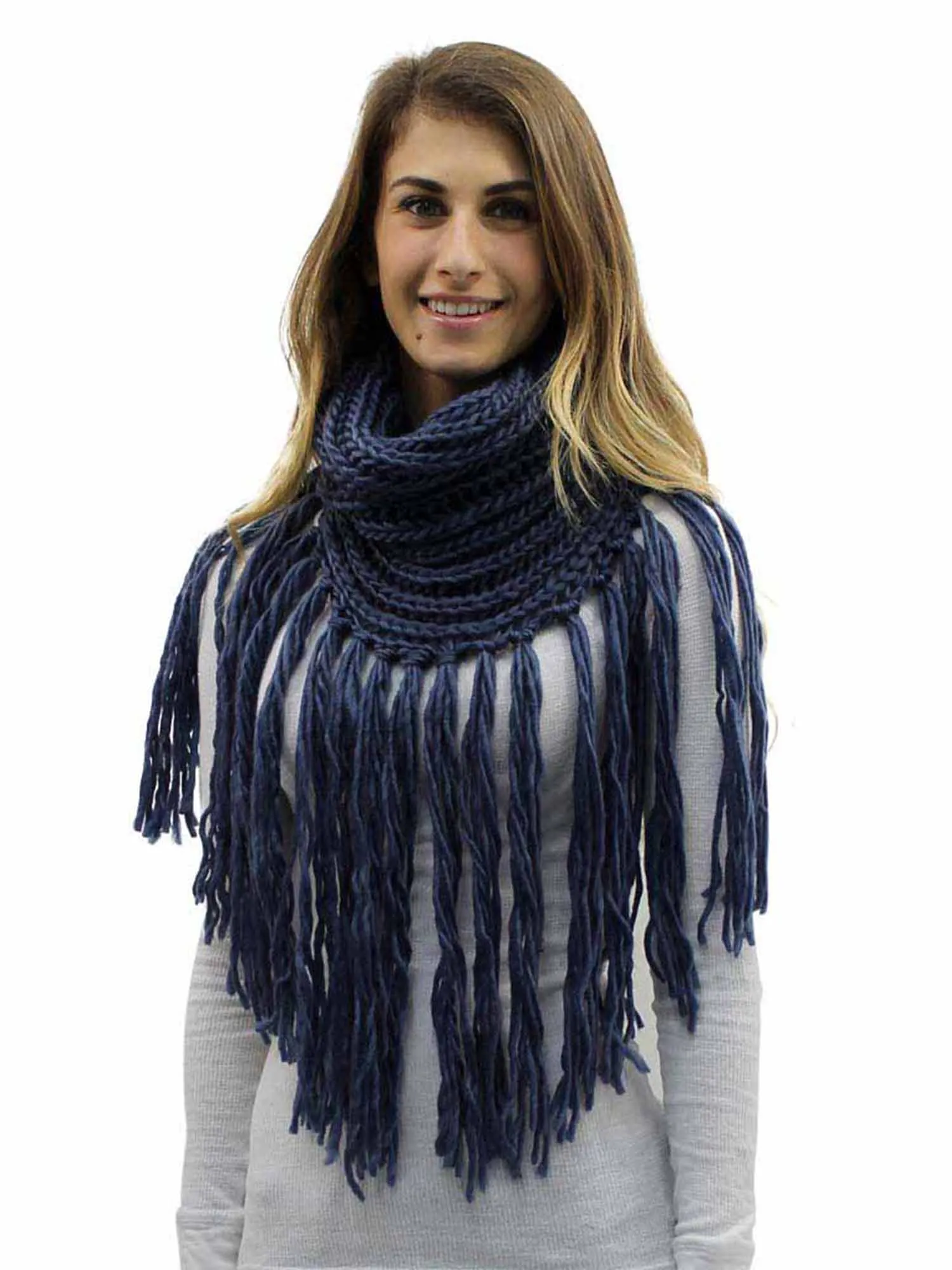 Infinity Scarf With Long Dramatic Tassel Fringe