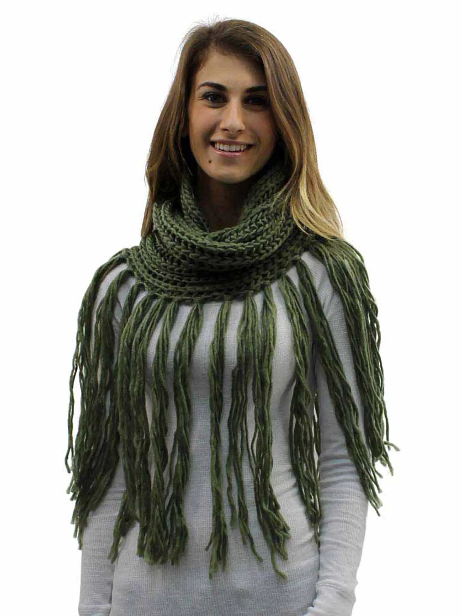 Infinity Scarf With Long Dramatic Tassel Fringe