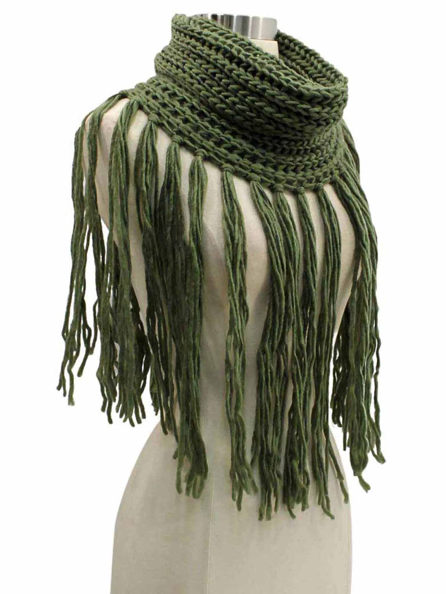 Infinity Scarf With Long Dramatic Tassel Fringe